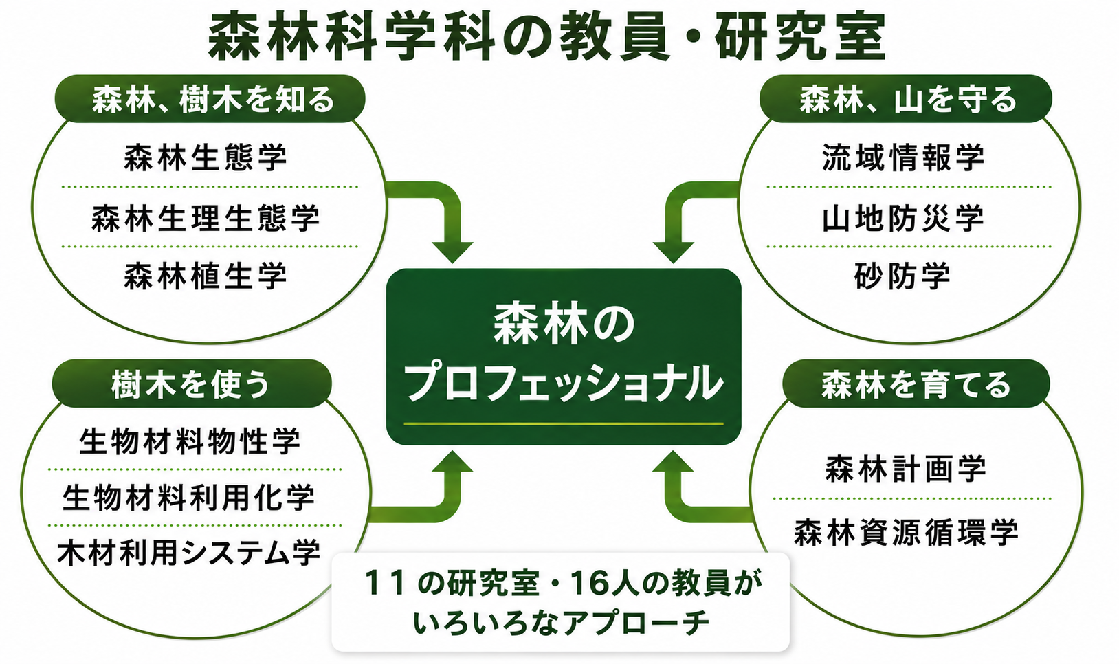 森林の機能と各研究室の配置